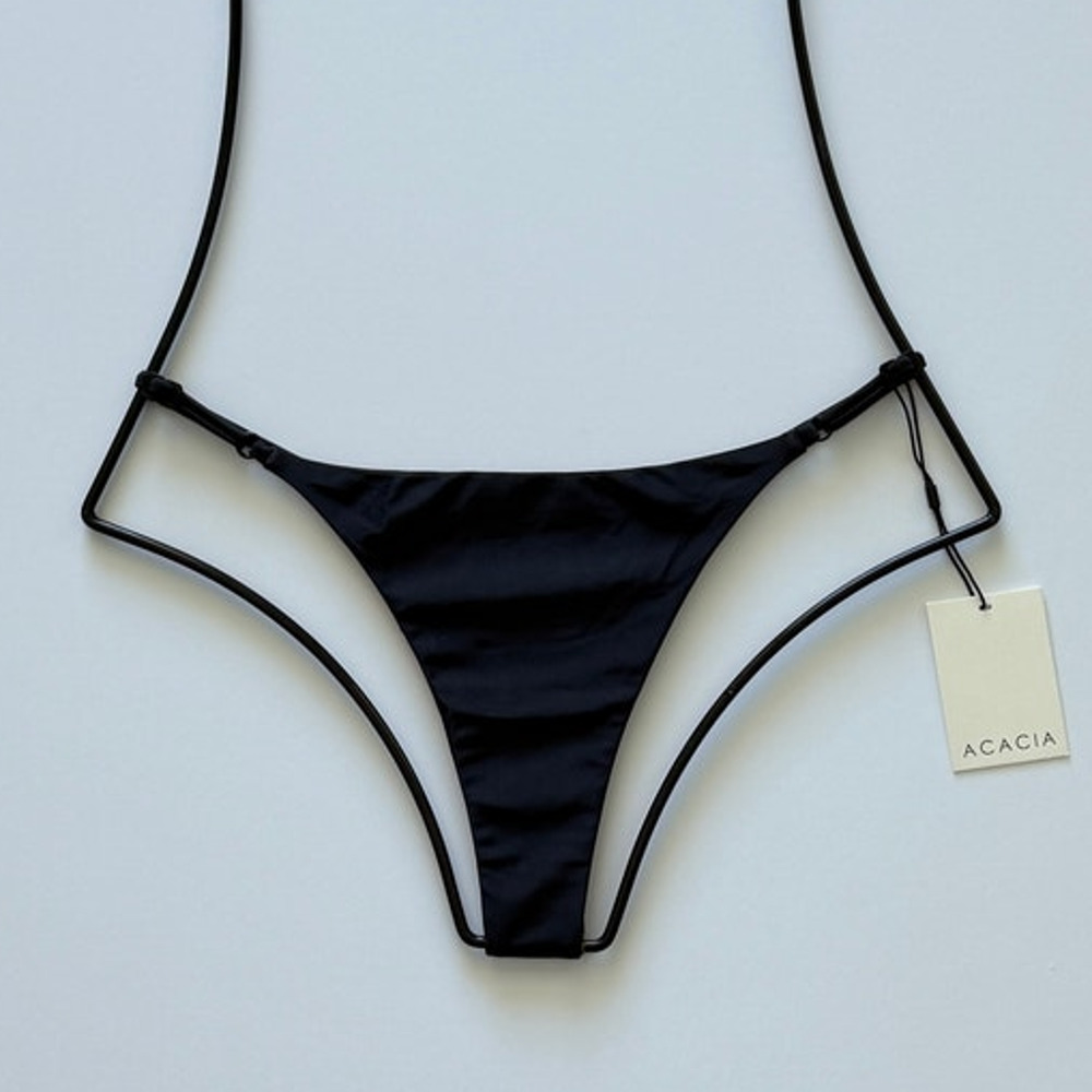 Acacia Swimwear Ralphy Bikini Bottom - Licorice - Minimal Coverage  - NWT
